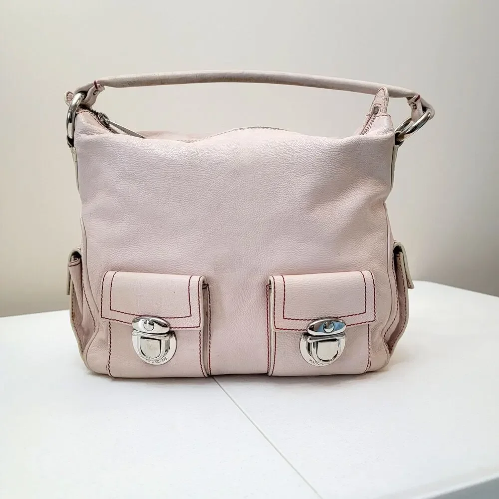 VTG Y2K Marc Jacobs Hobo Bag Leather Pockets Pink Shoulder Bag Lorelai Gilmore